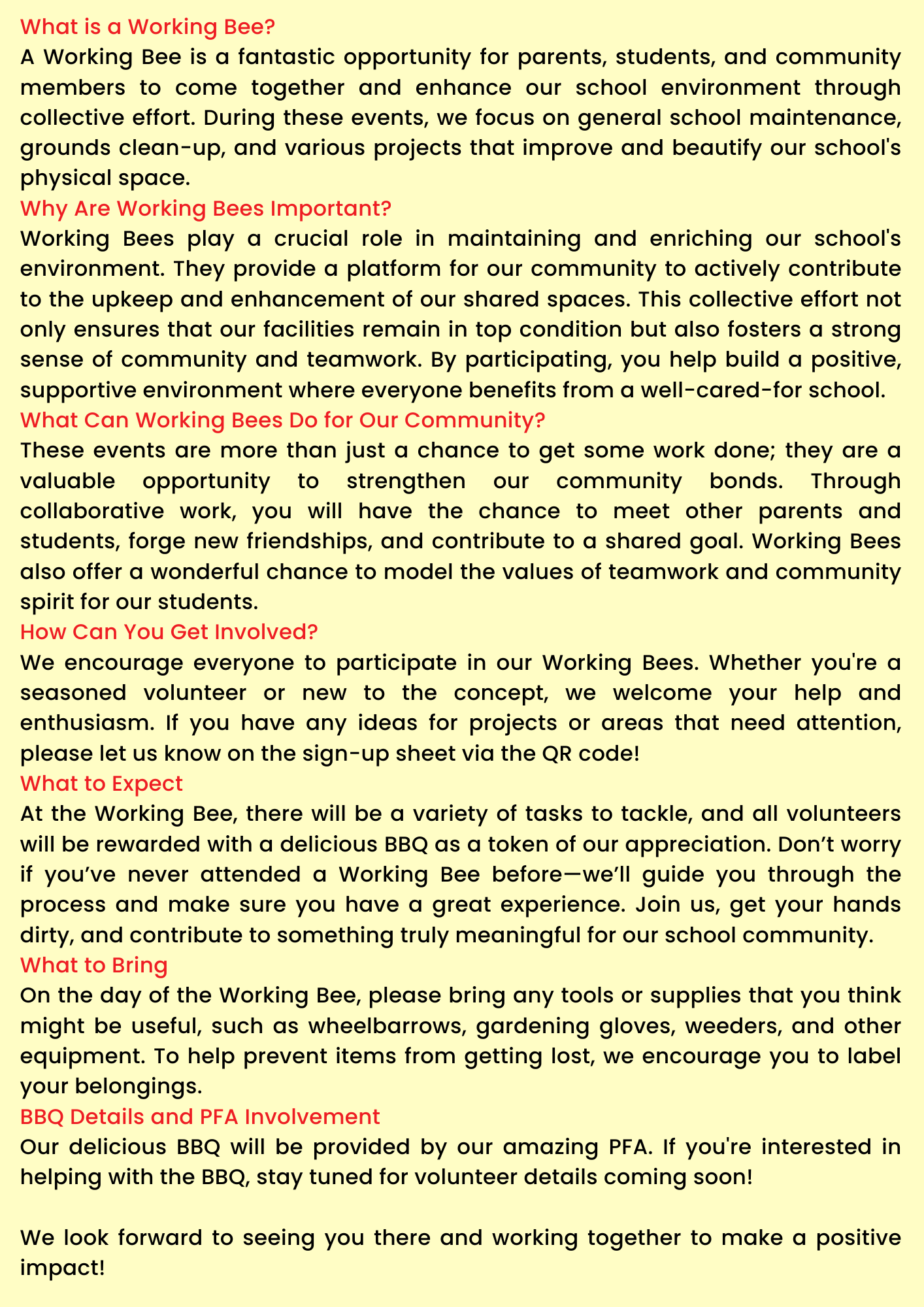 woring bee info sheet